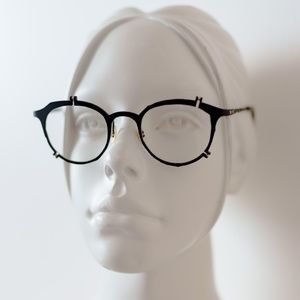 RARE - MASAHIROMARUYAMA round frame glasses, Black acetate/titanium gold-tone h…
